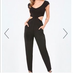 Bebe Off Shoulder Cut Out Jumpsuit